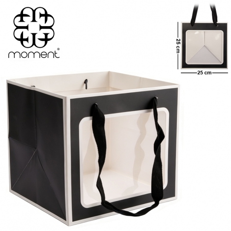 BOLSA SACOLA DE PAPEL PARA PRESENTE LUXO COM VISOR M 25X25X25CM
