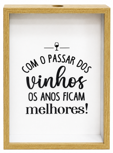 QUADRO PORTA ROLHA / TAMPINHA DE MADEIRA MDF 31X22,5X4,5CM