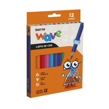 LÁPIS DE COR BAZZE WAVE 12 CORES JUMBO